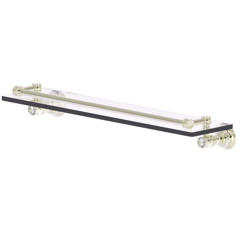 Freyja Glass Bracket Shelf, 3.3" H x 22" W x 5.54" D, Polished Nickel
