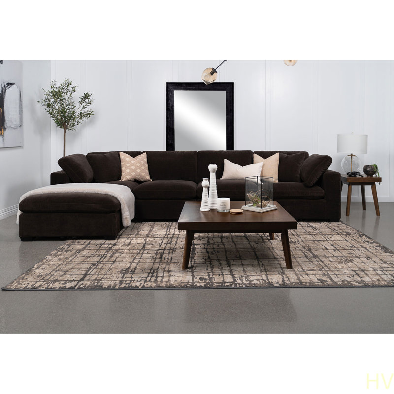 Zachary  Upholste Ottoman, Black, Dark Brown