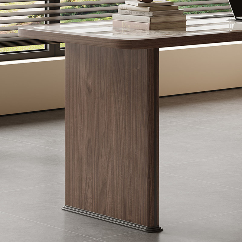 Bureau rectangulaire blanc et noyer clair, H 29,53 po x l 62,99 po x P 31,5 po, Retour à droite