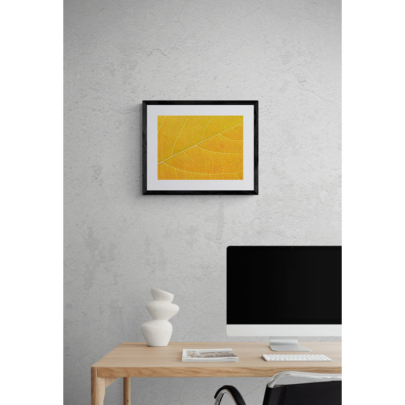 Autumn Leaf Print by Philippe Monthoux, Black Framed Canvas, 24" H x 32" W