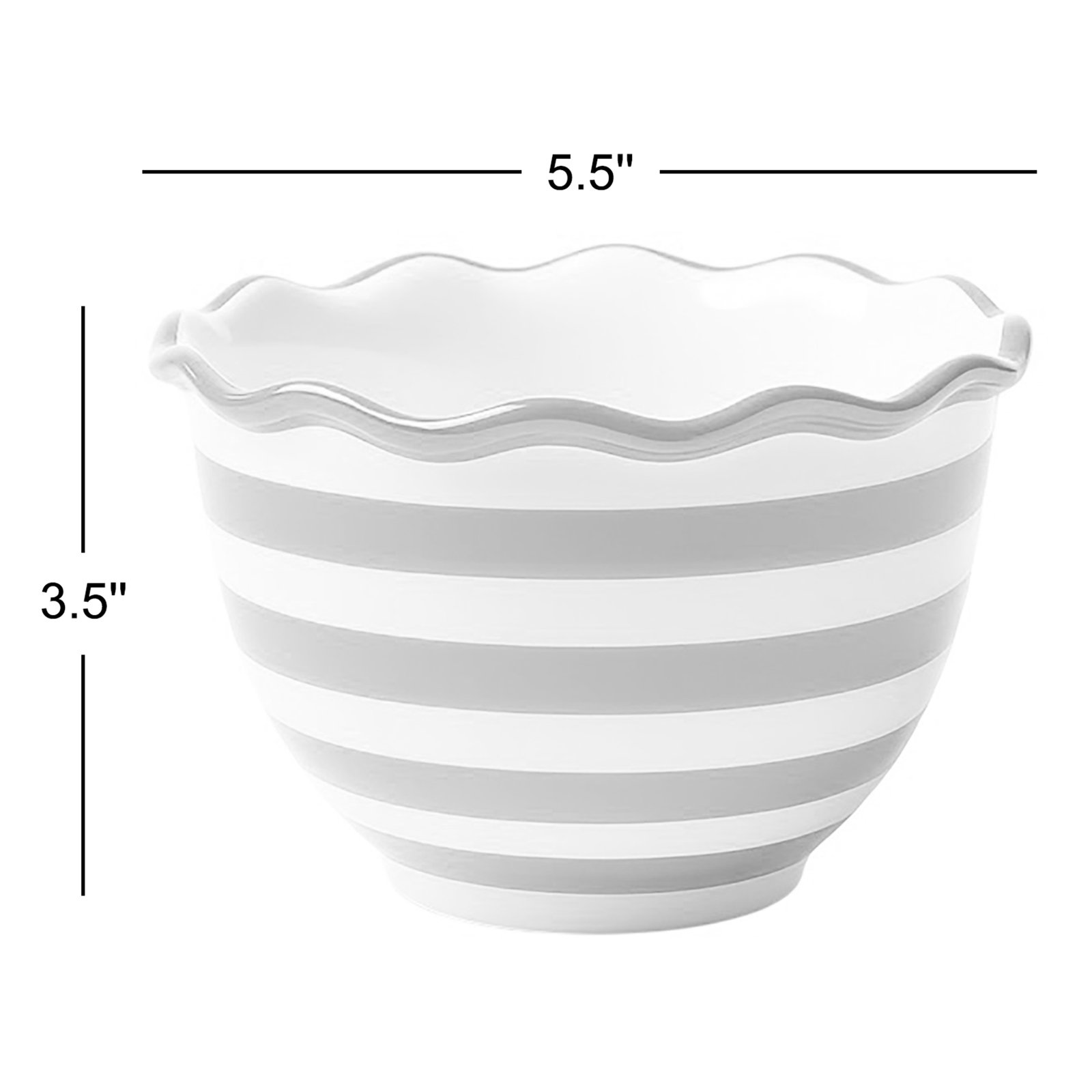 Red Stripe Ruffle Earthenware Cereal Bowl