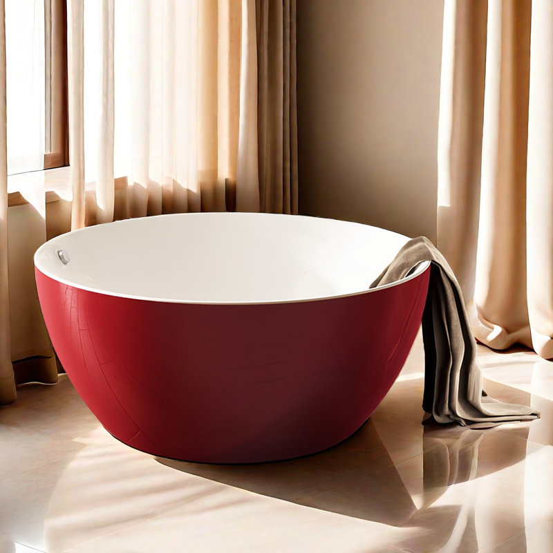 Baignoire ronde moderne simple en acrylique, Rouge