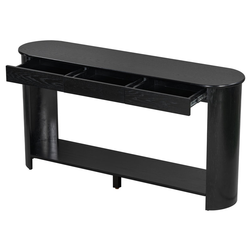 Console 3 tiroirs 60 po, Noir