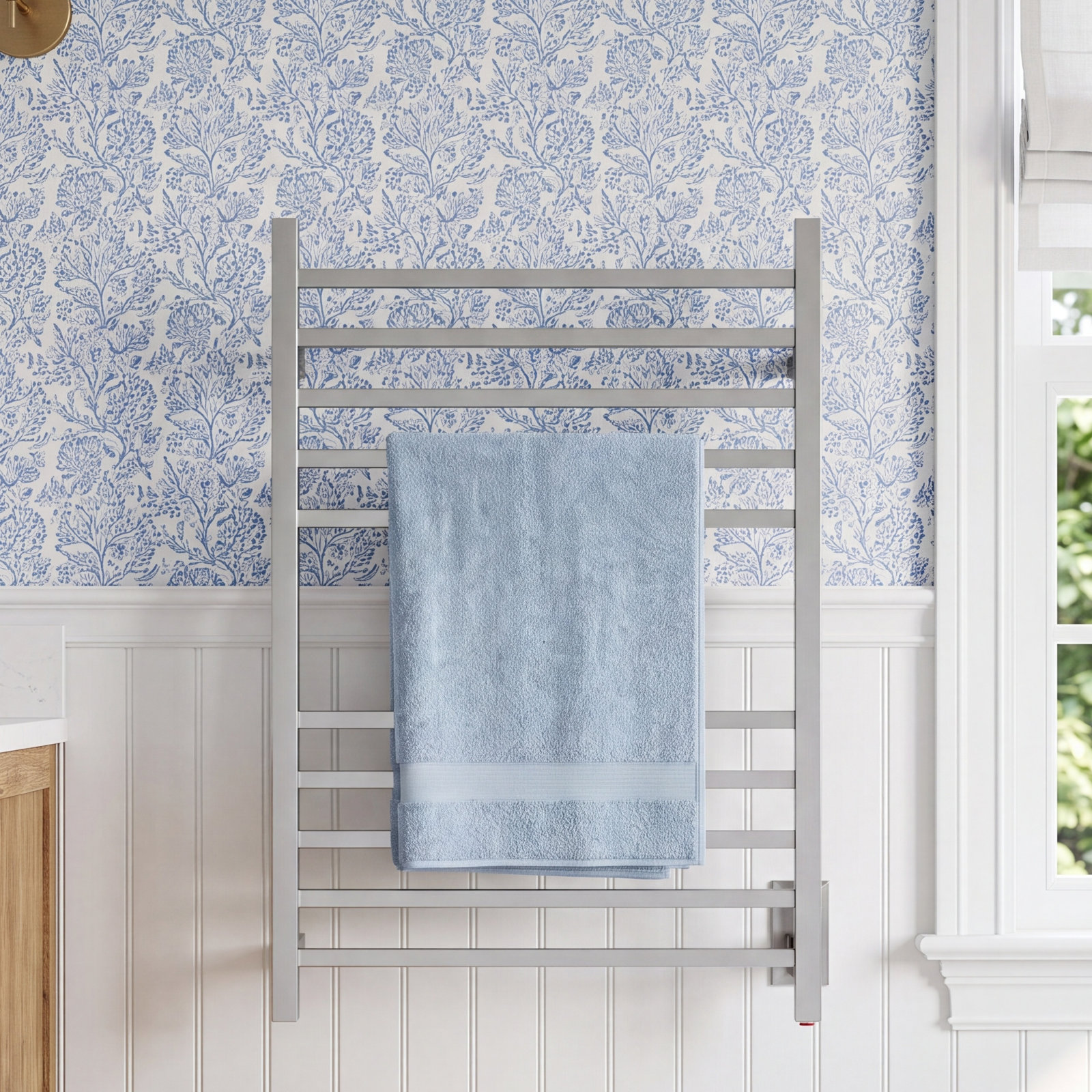 Radiant Wall Mount Electric Towel Warmer, Brushed