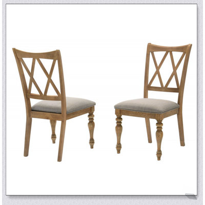 Ensemble de 2 chaises de salle à manger en chêne naturel antique