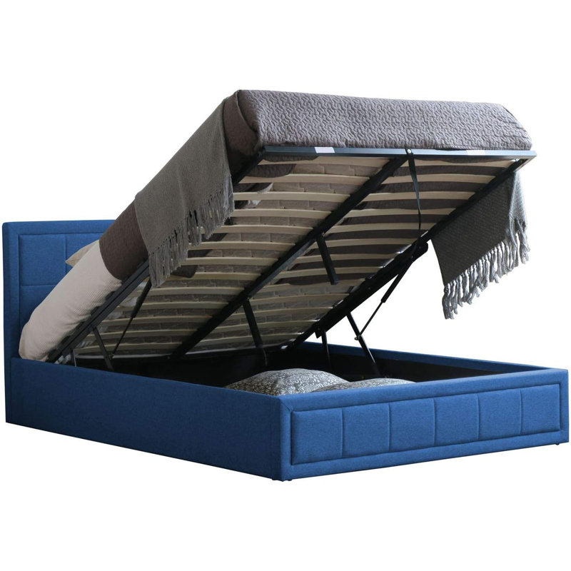 Aleeka Upholstered Ottoman Bed with Mattress, Memory Foam Mattress, Double (4'6)
