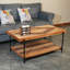 CONSDAN Solid Fir Wood Coffee Table, 2-Tier Industrial Farmhouse Table, 44" Rectangular Table