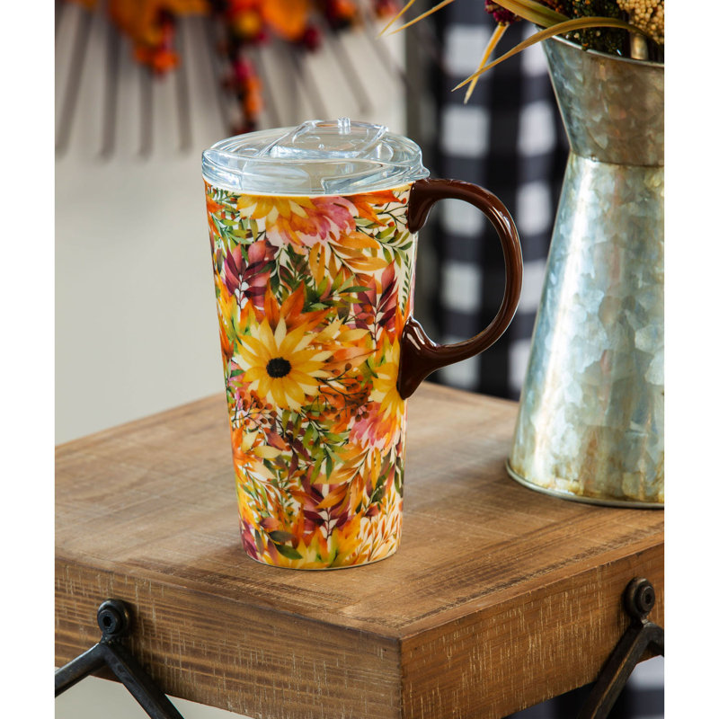 Grande tasse de voyage en céramique d’automne bénédiction 17 Oz