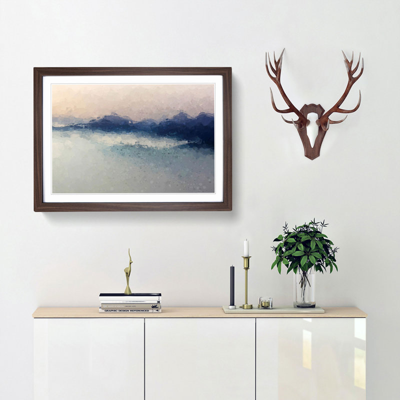 Misty Mountains - Picture Frame Graphic Art Print, Walnut Framed, 27cm H x 36cm W x 2cm D