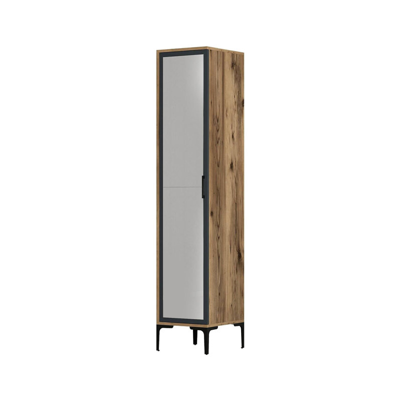 Berend 1 Door Manufactured Wood Wardrobe, Walnut/Anthracite