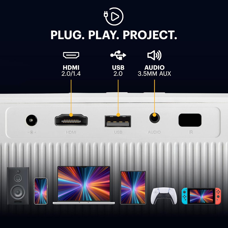 Ensemble de projecteur intelligent Kodak FLik X20 Full HD avec écran de 100 po, trépied, télécommande, Wi-Fi, boîtier en EVA (blanc)