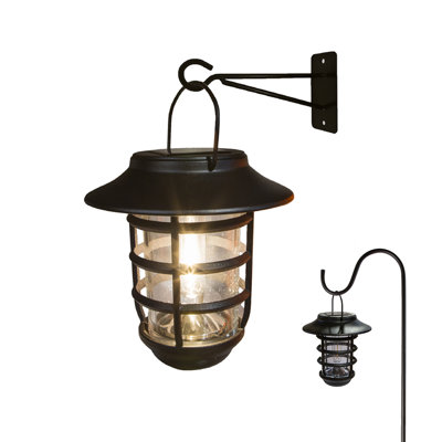 Classy Caps SHW553 Black Aluminum Nottingham Solar Hanging Coach Light