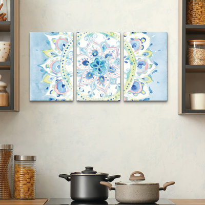 Ensemble de 3 panneaux muraux - Danhui Nai «Jaipur VIII», art mural sur toile pour le salon, la chambre à coucher ou le bureau 