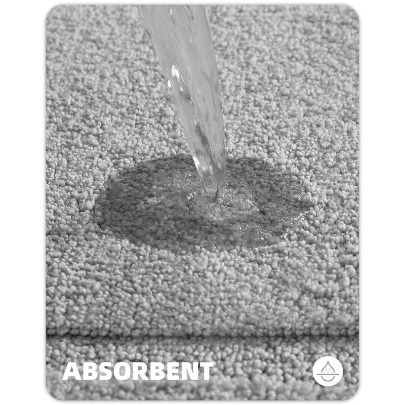 Wesleigh Non-Slip Bath Rug, 16" W x 24" L, Light Gray