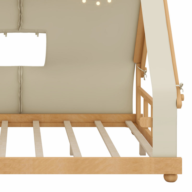 Lit maison avec tente et lumière, Blanc