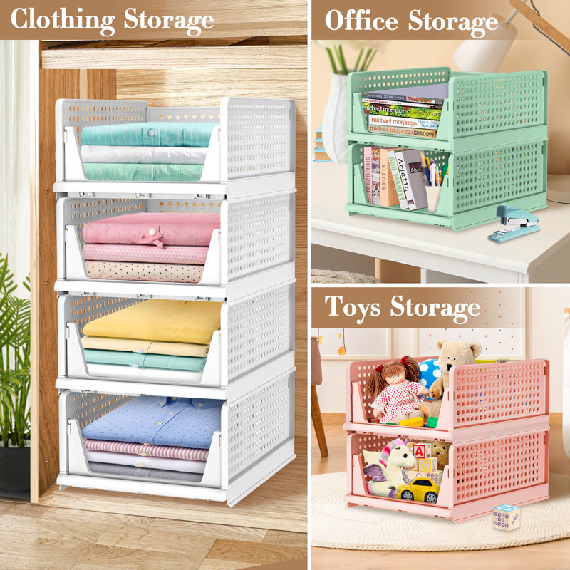 Ensemble de 4 caisses en plastique Steadham, Blanc
