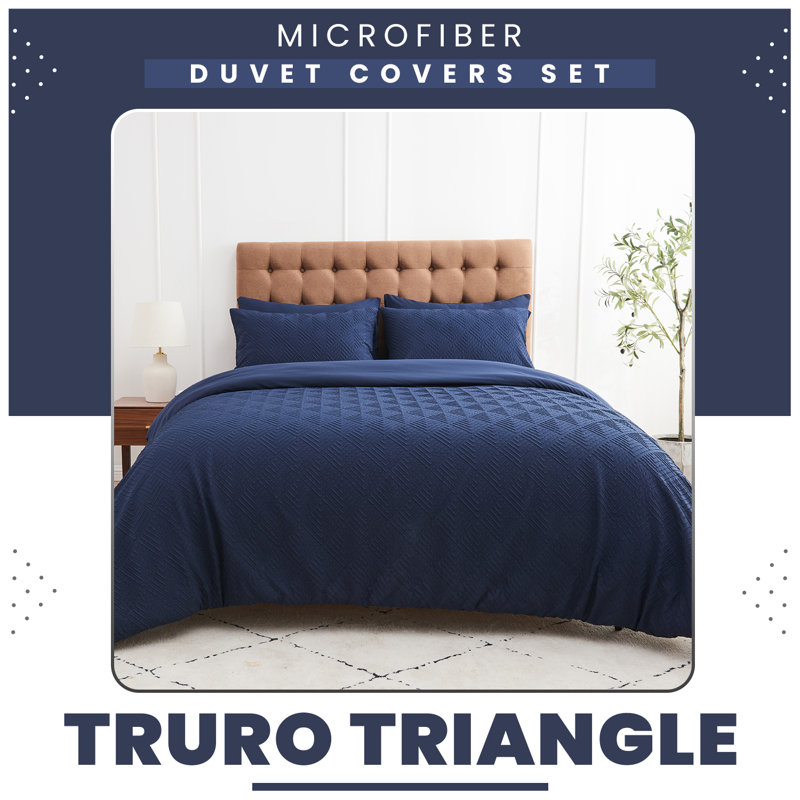 Polyester Geometric Duvet Cover with Pillowcases Included, Kingsize Duvet Cover set + 2 Standard Pillowcase
