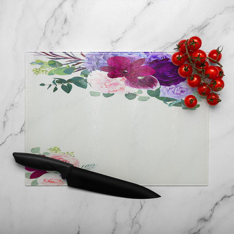 Roses Glass Chopping Board, 28cm L x 20cm W