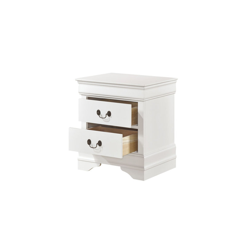 Ensemble de chambre à coucher à panneaux Brummett, Blanc, Simple, 3 Pcs: Bed, 2 Nightstands