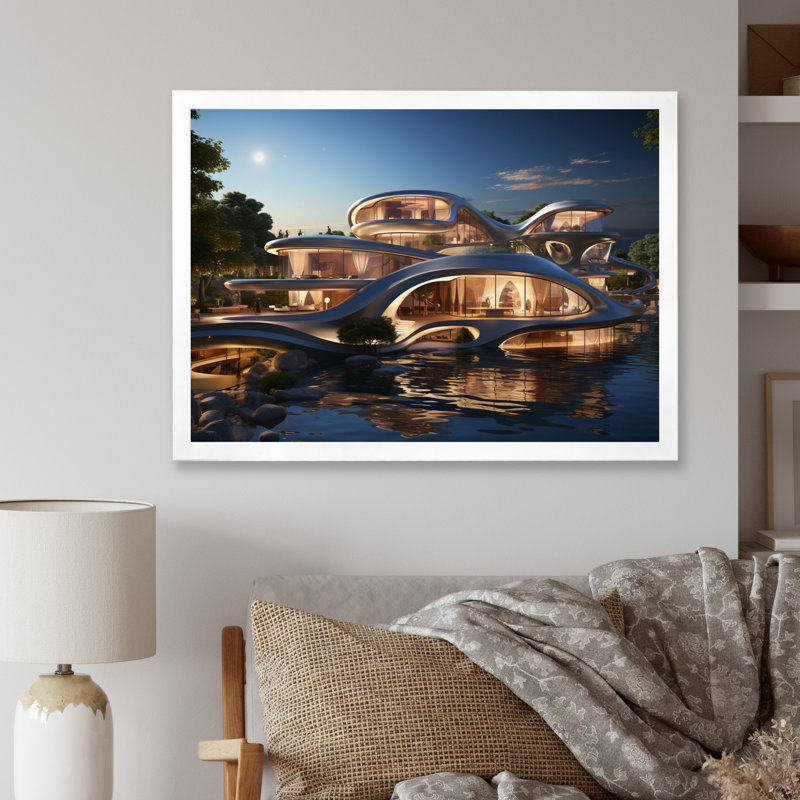 Futuriste architecture I - impressions d'art mural, H 12 po x l 20 po x P 1 po, Cadre simple blanc