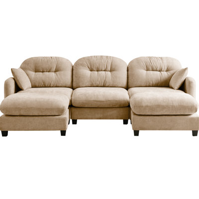 Camel, 3 - Seat, Modular Sectional , Movable , Pleated , High Density Foam Seat U Shaped Couch With Foam, Ergonomic Design, Camel Main Color Chenille