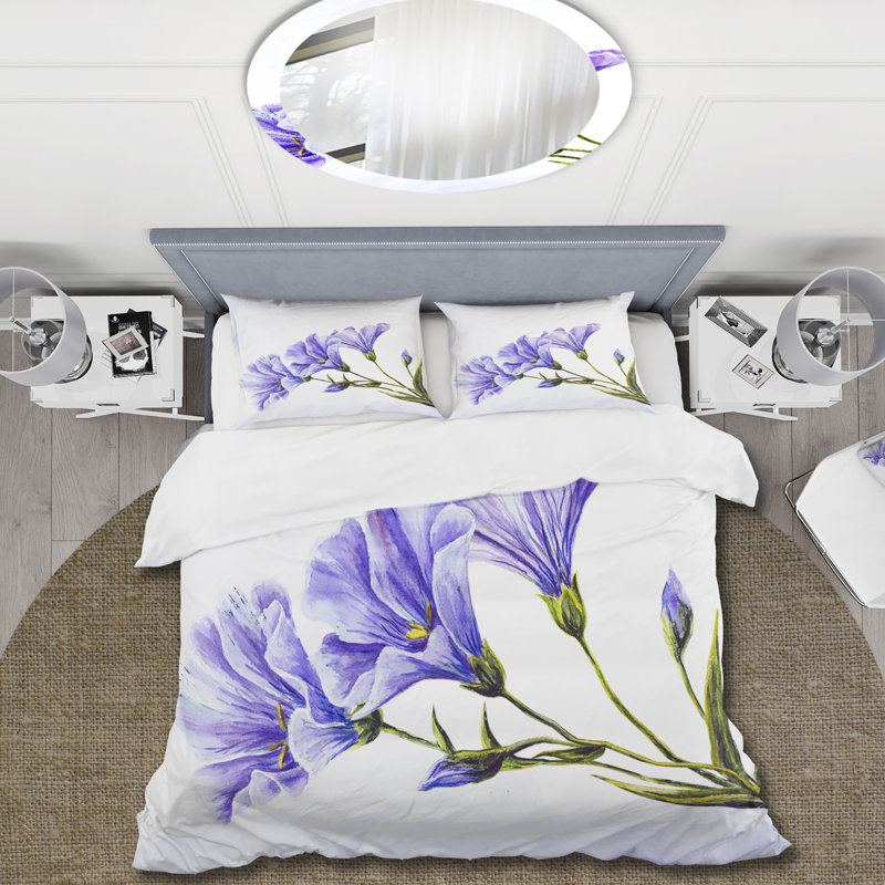 Blue Wildflowers - Ensemble de housse de couette traditionnel - Microfibre de polyester