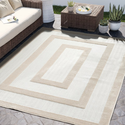 Tapis géométrique en polypropylène crème / gris