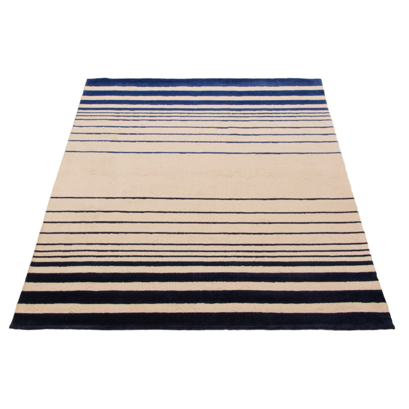 Tapis unique crème, bleu marine et unique 5 pi 3 po x 7 pi 7 po Kashkuli Gabbeh