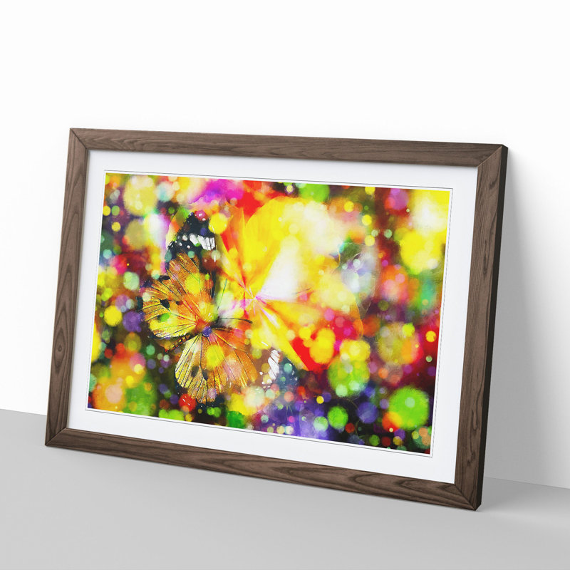 Butterfly Vol.2 - Picture Frame Painting, 48cm H x 65cm W x 2cm D, Walnut Framed