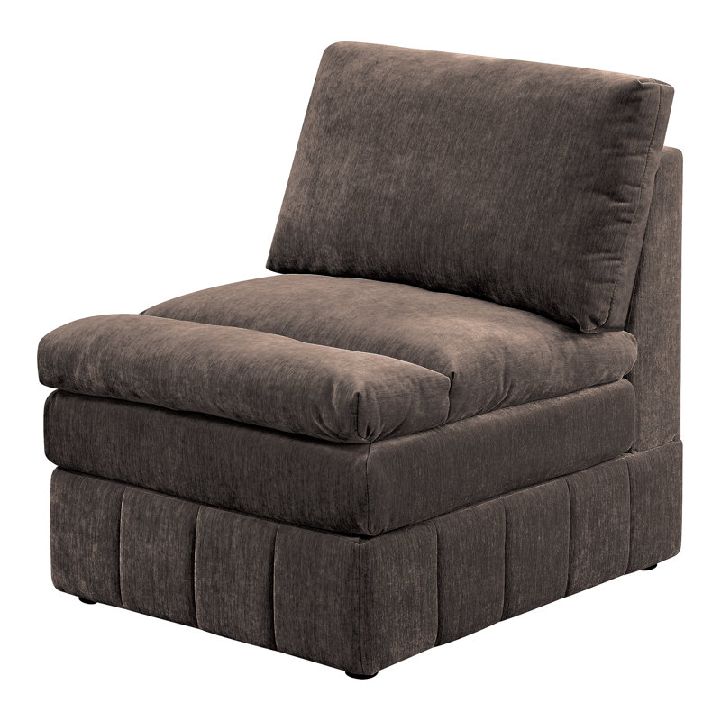Chaise sans accoudoirs en tissu Bowens, Tissu brun