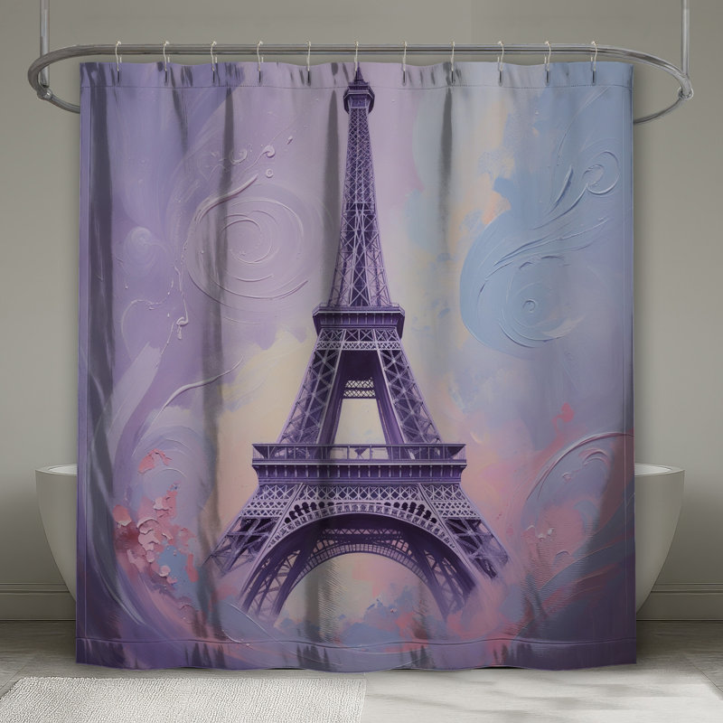 Rideau de douche Tour Eiffel - Décoration de salle de bain architecture parisienne, 70in W x 84in H