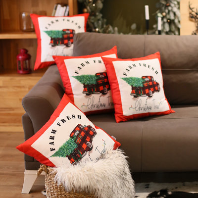 Christmas Truck Square Printed Throw Pillow Covers (Set Of 4) -  Mike&Co. New York, 50-SET4-712-3199