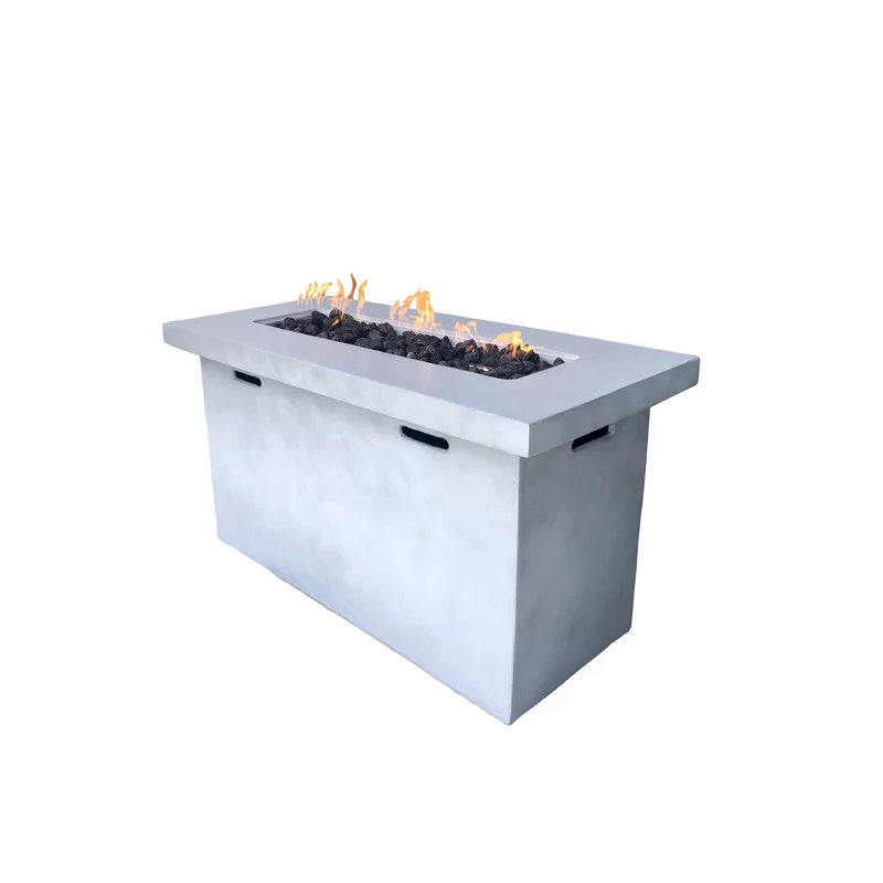 Fiber Reinforced Concrete Propane Outdoor Fire Pit Table, Natural/White