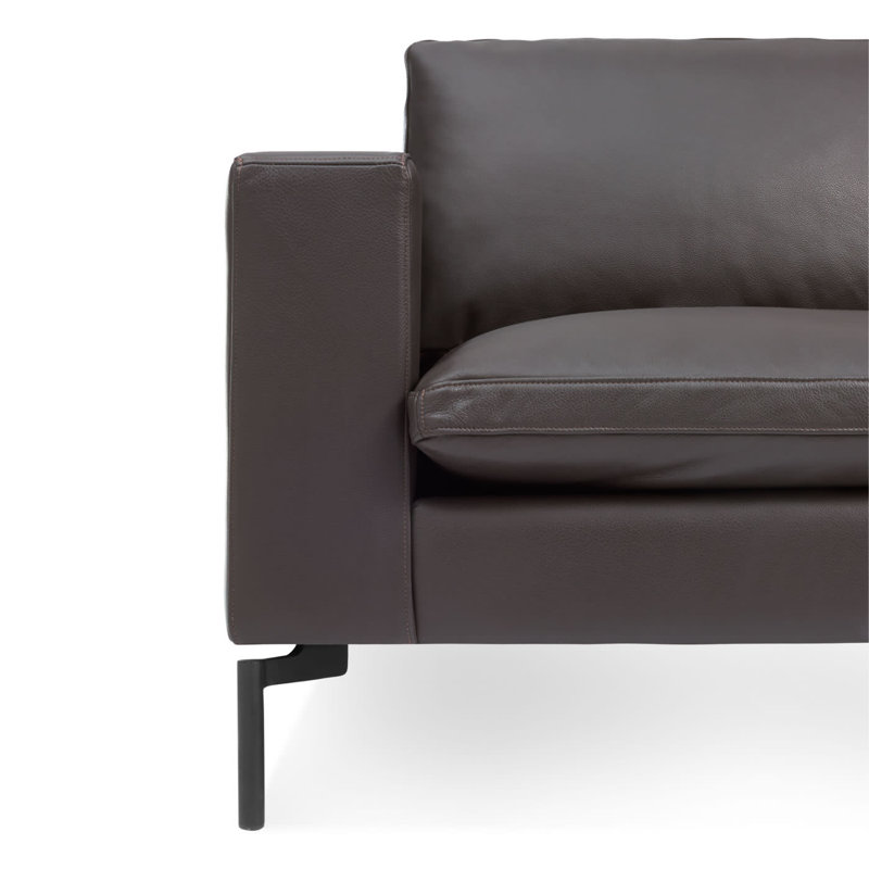 New Standard Upholstered Sofa, Dark Brown Genuine Leather, 32" H x 104" W x 35" D