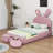 Upholstered Platform Bed with Cartoon Ears Shaped Headboard and Light-660836707-660836637