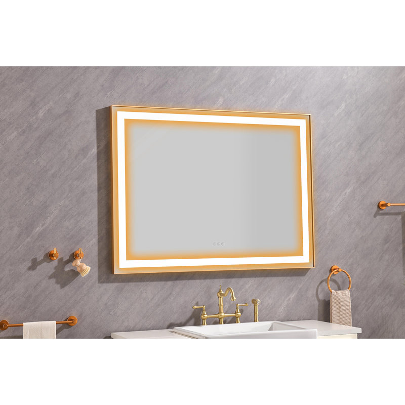 48 "36" miroir de salle de bain mural avec lumière élevée et anti-buée séparément