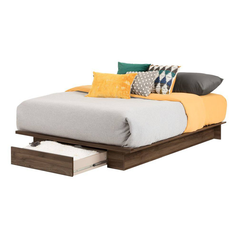 Sariel Platform Storage Bed, Natural Walnut