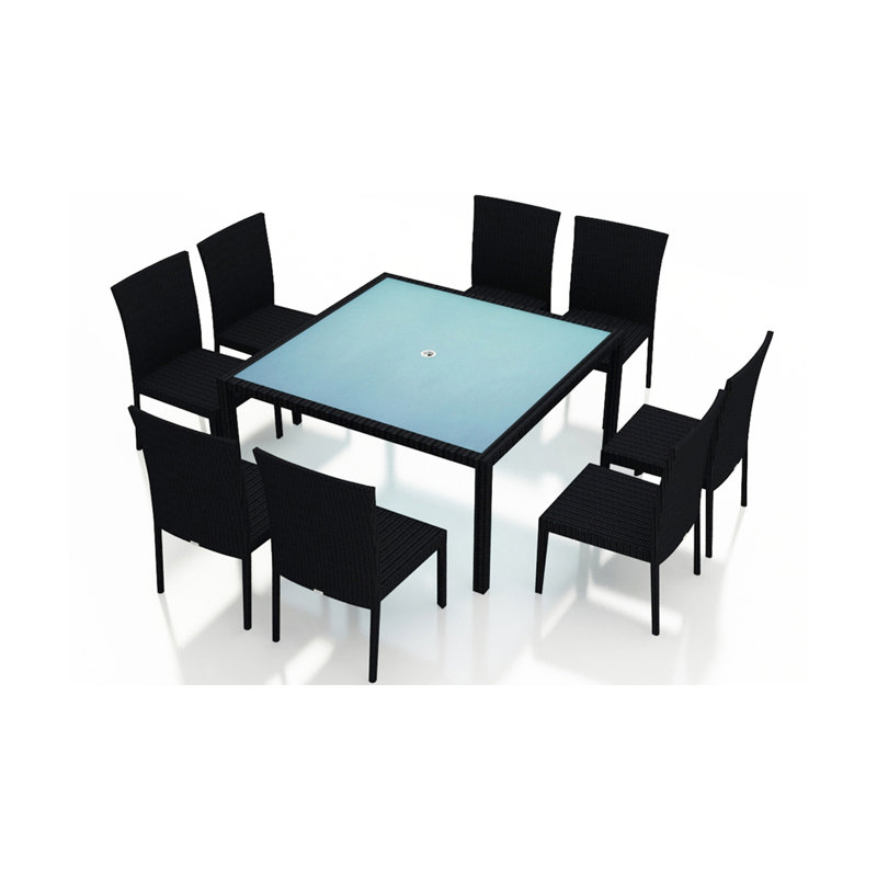 Urbana Outdoor 9 - Piece Dining Set with Cushions, 29.5" H x 59" W x 59" L, Spectrum Indigo Sunbrella®