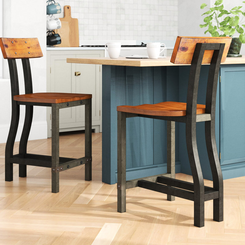 2 pièces de chaises à hauteur de comptoir brun rustique et bronze industriel, 2 pièces de salle à manger industrielle, chaise