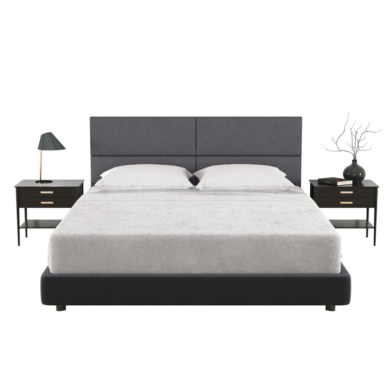 Panelist Upholstered Panel Headboard, King (11.25"H x 38"W, Set of 4), Charcoal Microvelvet