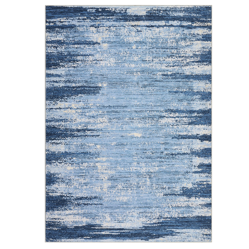 Abstract Machine Washable Rug with Rubber Backing for Living Room Modern Non-Slip Dining Room Rug Easy-Cleaning Floor Carpet for Bedroom Office