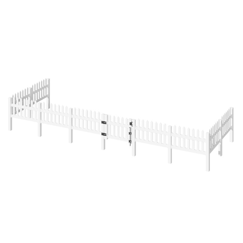 Clôture blanche en PVC avec porte H 3,8 pi x l 38 pi