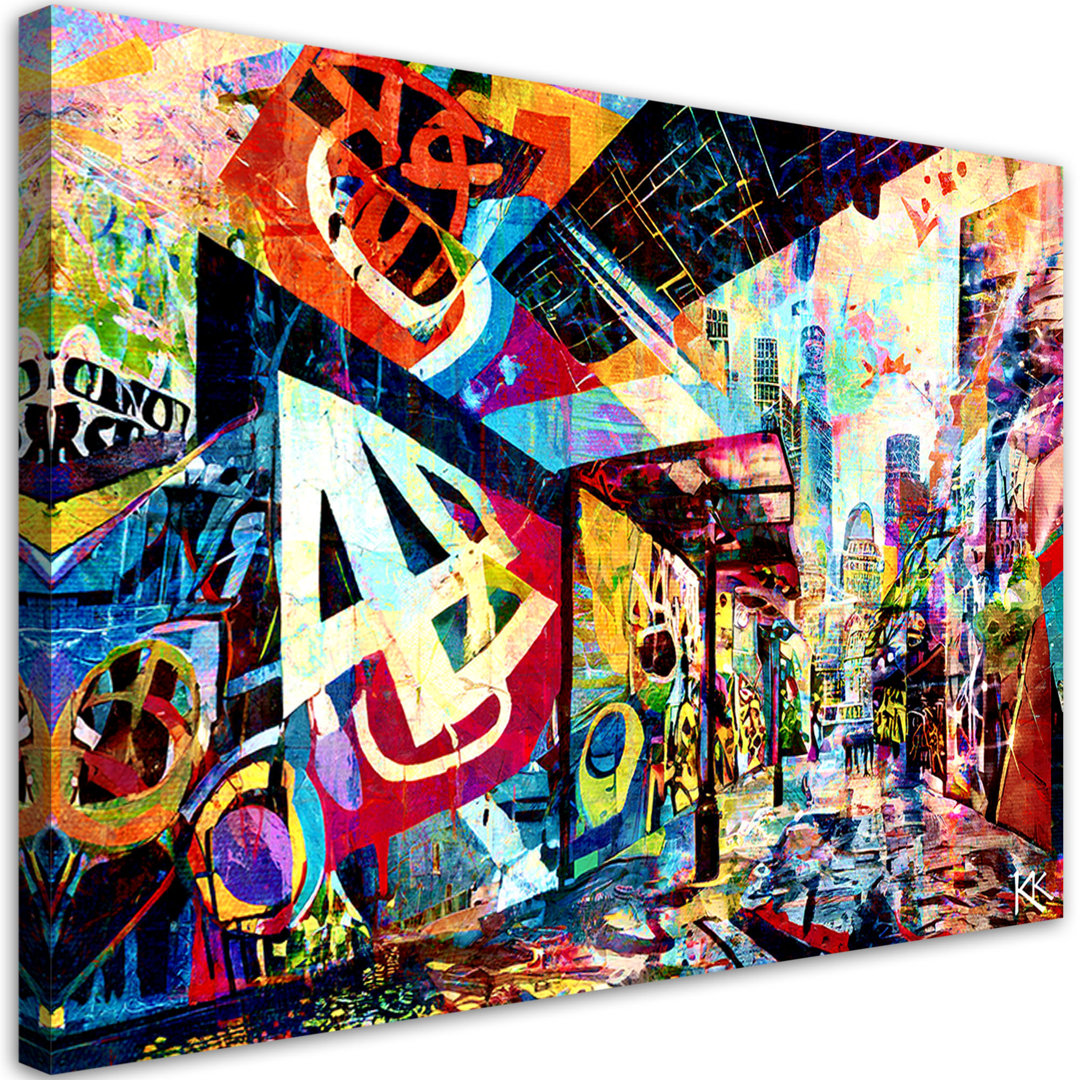 Leinwanddruck, Bunte Stadt - Wrapped Canvas Print