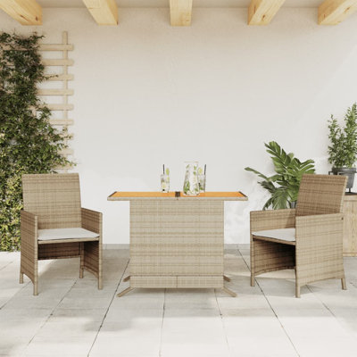 Vidaxl 3 Piece Bistro Set With Cushions Poly Rattan