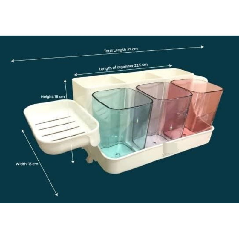 Mialena Wall-Mounted Toothbrush Holder and Automatic Toothpaste Dispenser Plastic Bathroom Storage