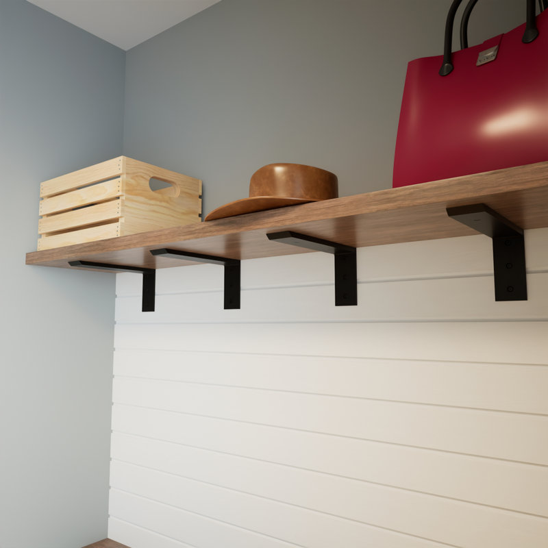 6in. x 2.5in. x 6in. The Original Regular Wood Shelf Bracket Aluminum, 6" H x 2.5" x 6" D