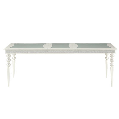 Platinum Dining Table With Extendable Option. 20" Leaf For Extra Seating Area. Made From Strong Poplar Wood, , And Composite. Displays Gorgeous Mirrored Rhinestone. Silver, 88" X 40" 30 - Platinum.