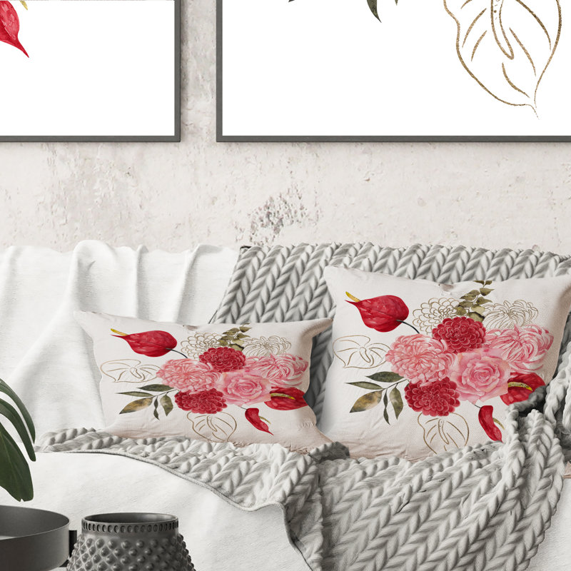 Floral Throw Pillow, 16" x 16"