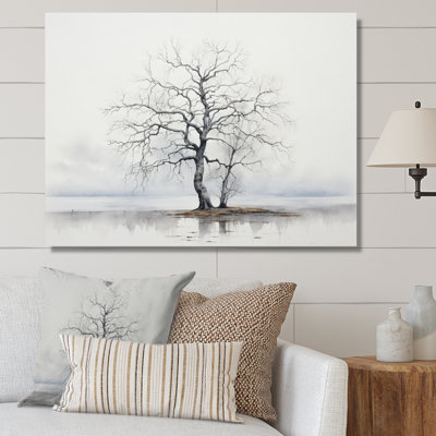 «Minimalisme gris arbre solitude VI», reproduction sur toile