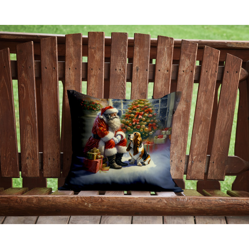 Coussin Basset Hound and Santa Claus, H 14 po x l 14 po